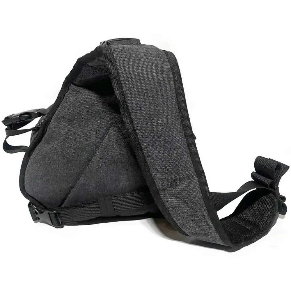 S-ZONE Canvas Camera Sling Bag Crossbody Backpack Gray Tripod Holder DSLR